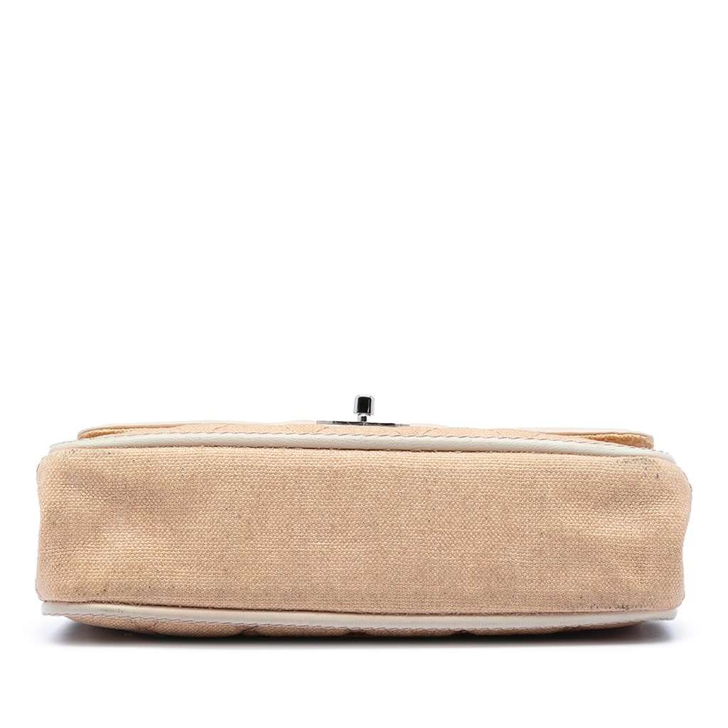 Chanel Medium Classic Canvas Lambskin Trimmed Double Flap Beige Very good condition - Inside View