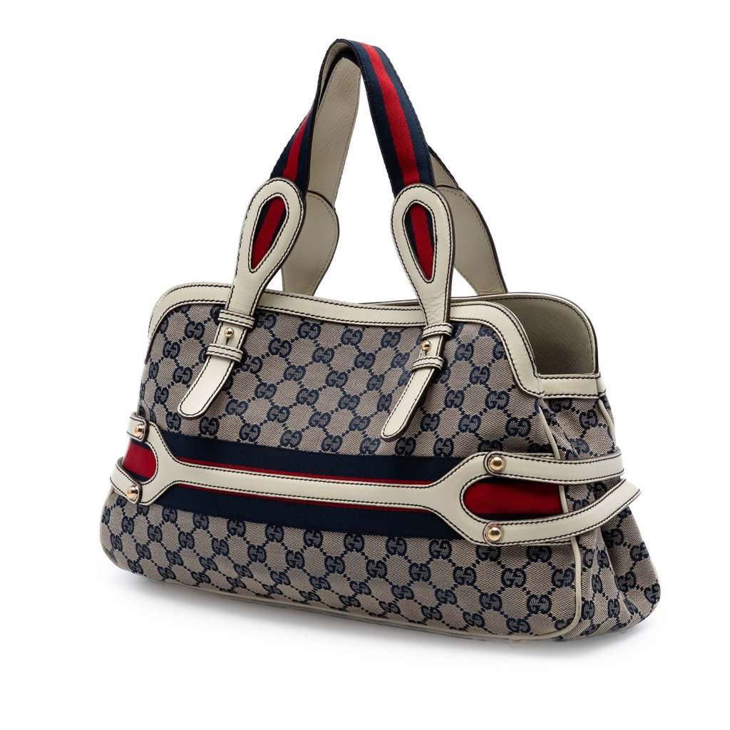 Gucci GG Canvas Web Handbag Beige Very good condition - Back View