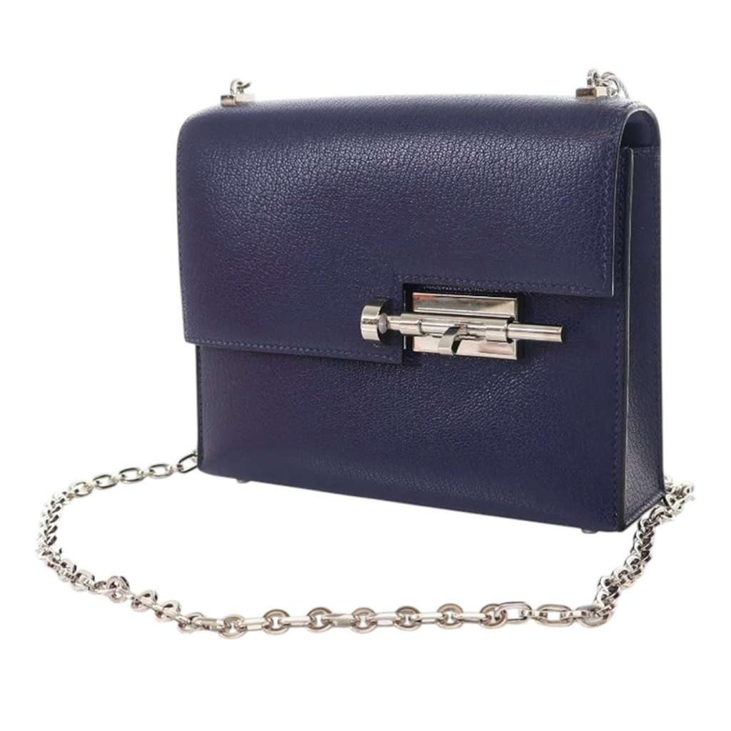 Hermès Mini Chevre Mysore Verrou Chaine Blue Leather Very good condition - Inside View