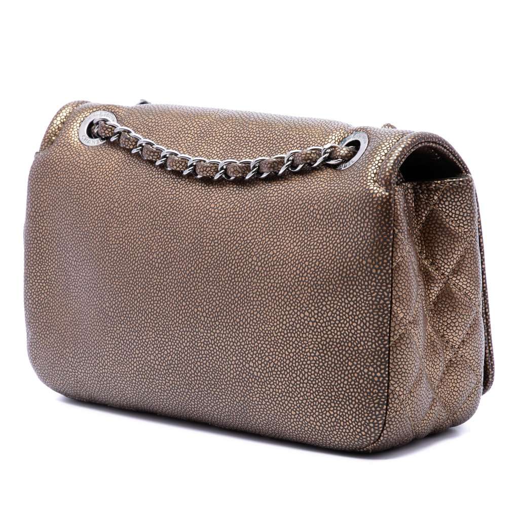 Chanel Small Metallic Caviar CC Timeless Flap Brown Leather Very good condition - Back View