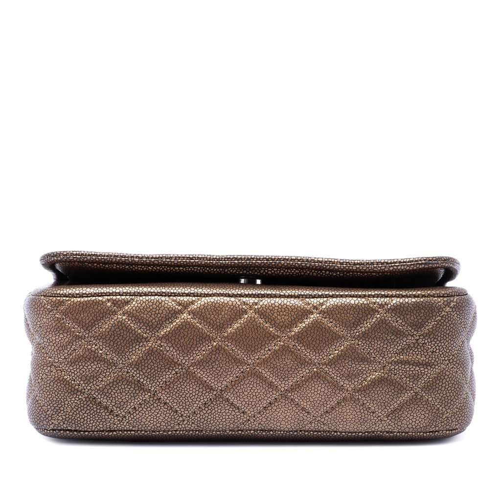 Chanel Small Metallic Caviar CC Timeless Flap Brown Leather Very good condition - Inside View