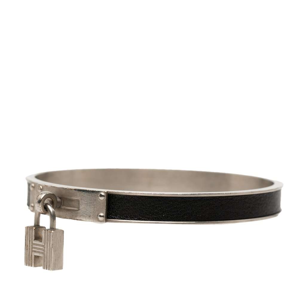Hermès Leather Kelly Cadena Lock Bangle Bracelet Black Leather Very good - Back View