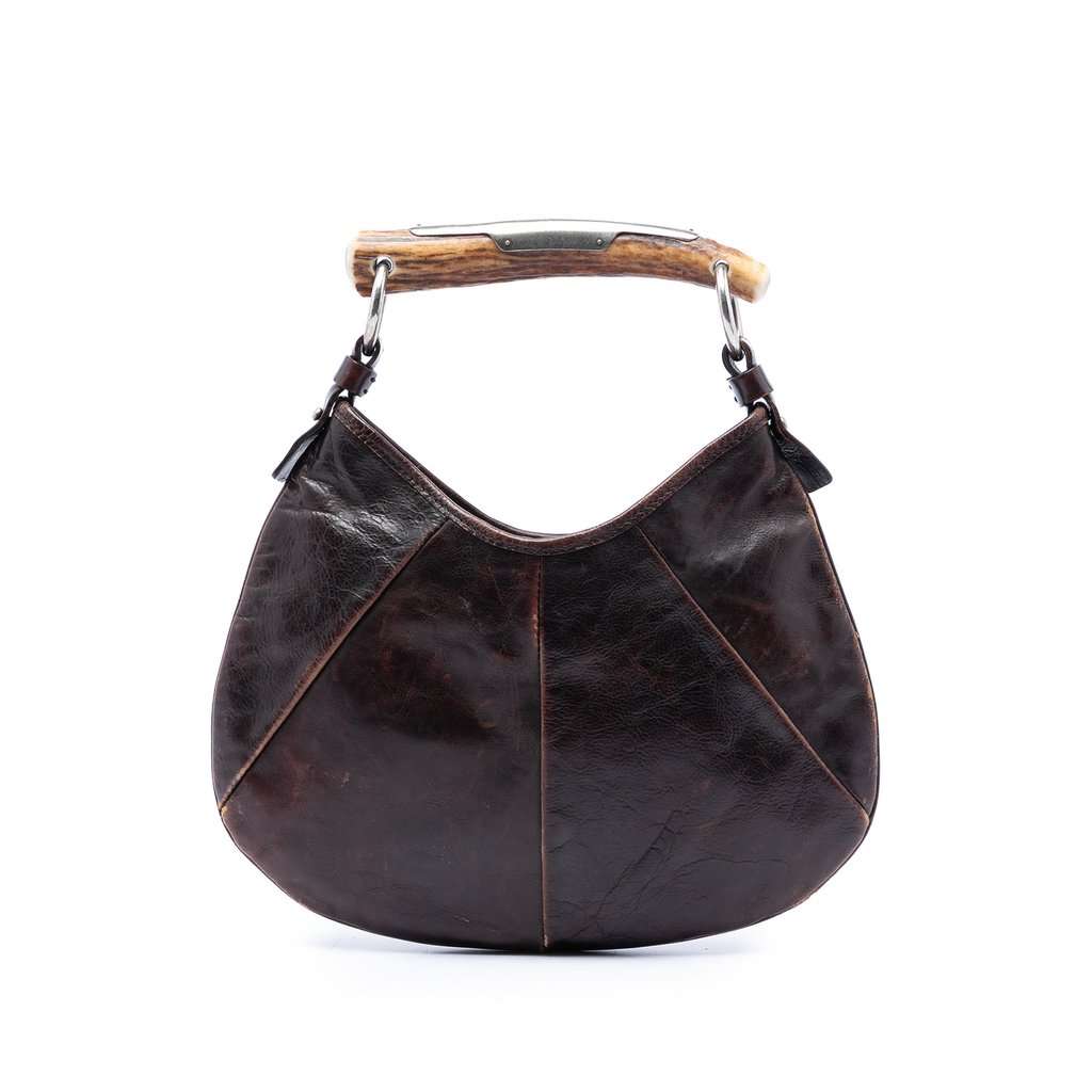 Saint Laurent Small Calfskin Mombasa Hobo Brown Leather Very good condition - Front View