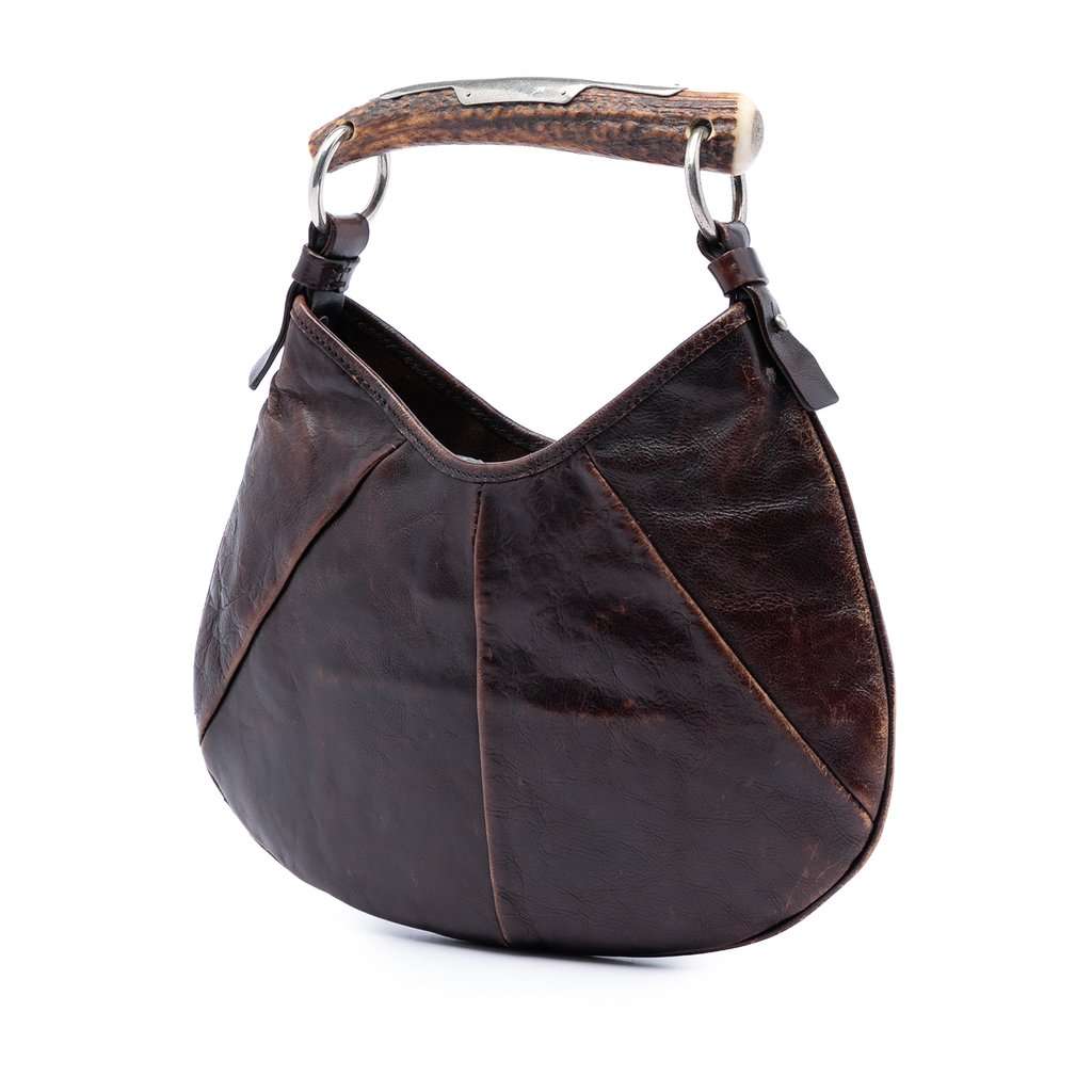Saint Laurent Small Calfskin Mombasa Hobo Brown Leather Very good condition - Back View