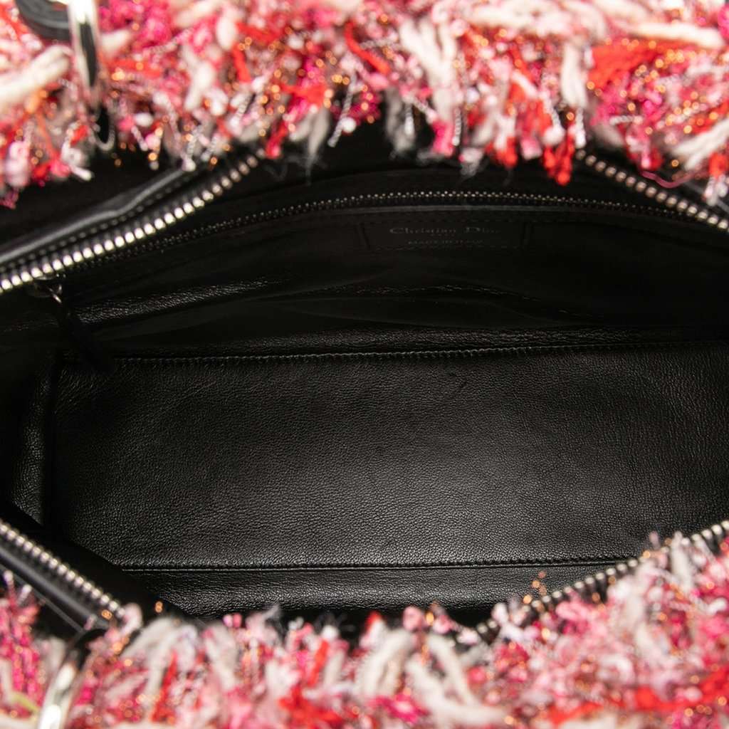 Dior Large Tweed Cannage Fringe Lady Dior Pink Very good condition - Model View