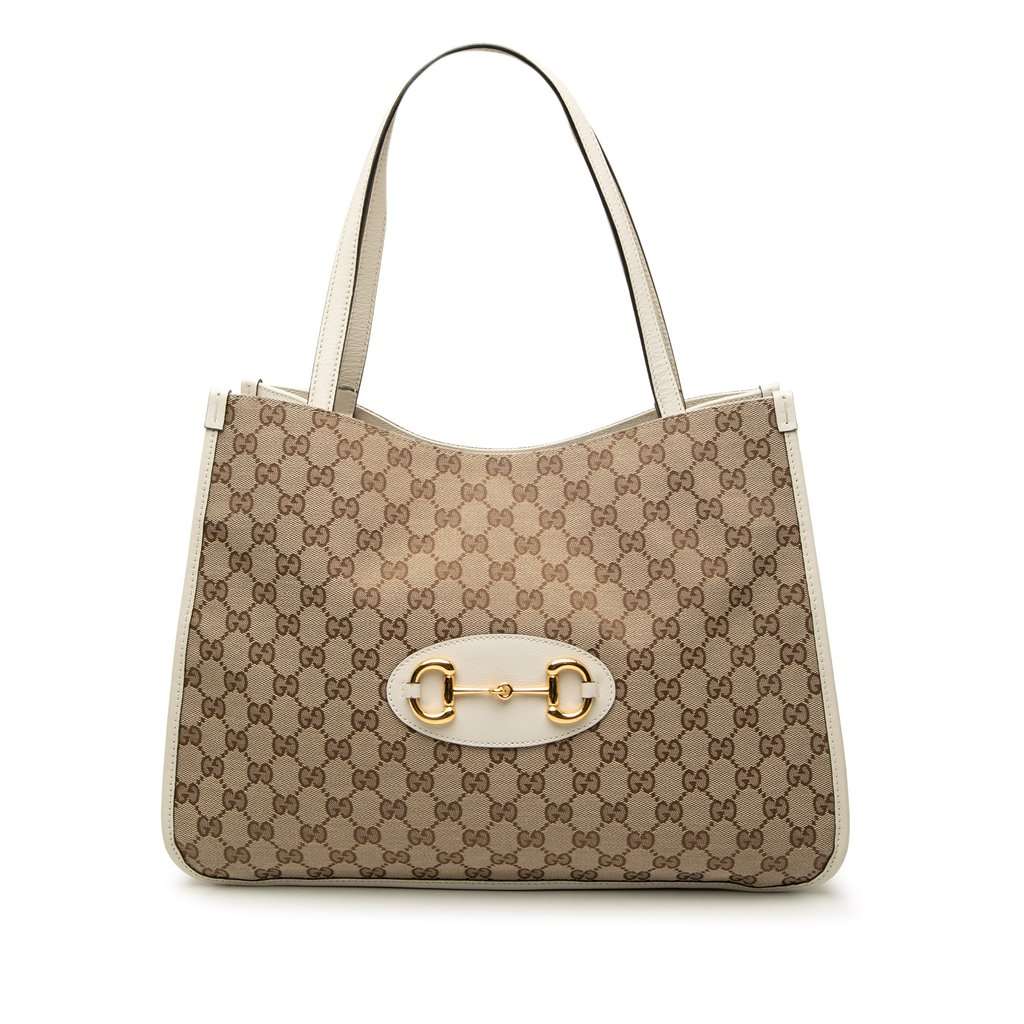 Gucci Medium GG Canvas Horsebit 1955 Tote Beige Very good - Front View