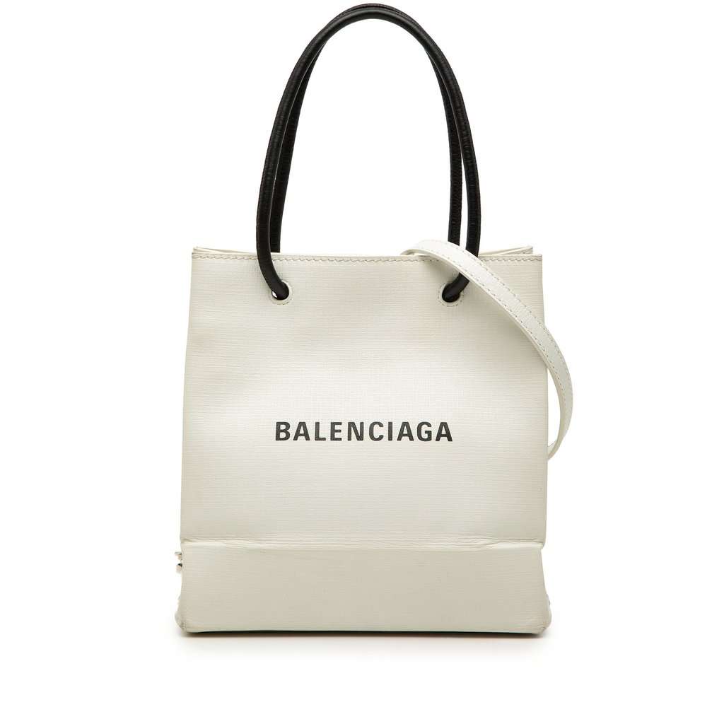 Balenciaga Leather Logo Shopping Tote XXS White Leather Very good condition - Front View