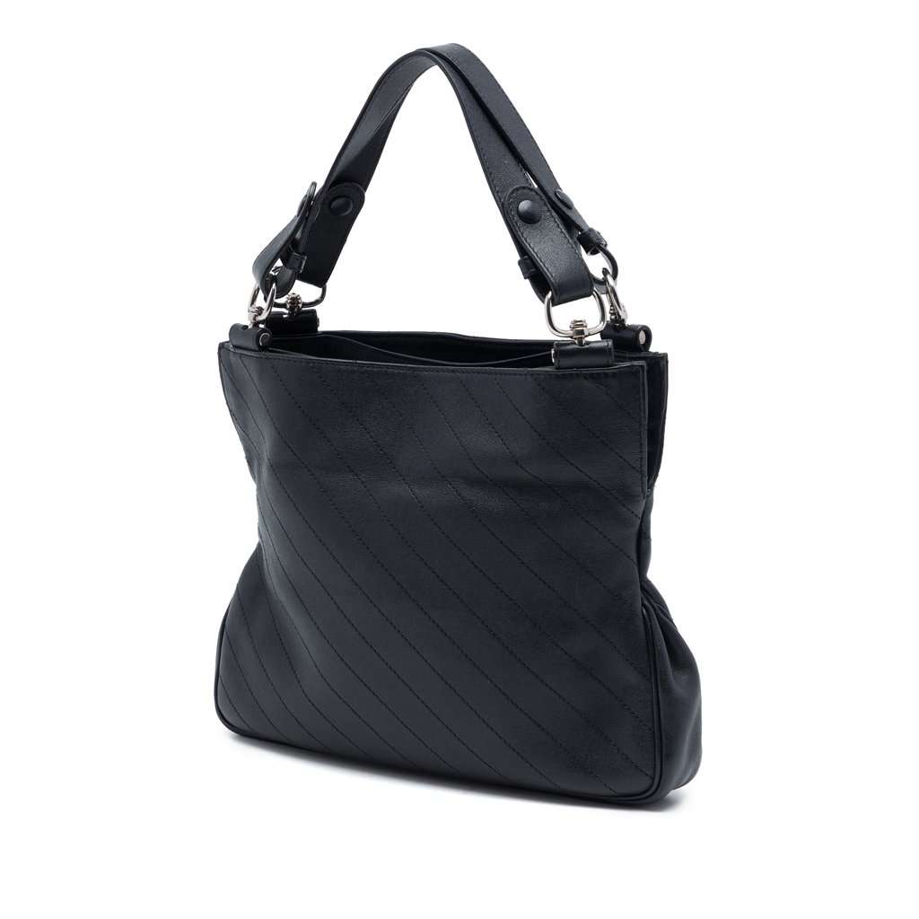 Gucci Small Diagonal Stitched Calfskin Blondie Satchel Black Leather Very good - Back View