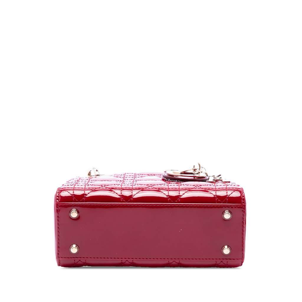 Dior Mini Patent Cannage Lady Dior Red Leather Very good condition - Inside View