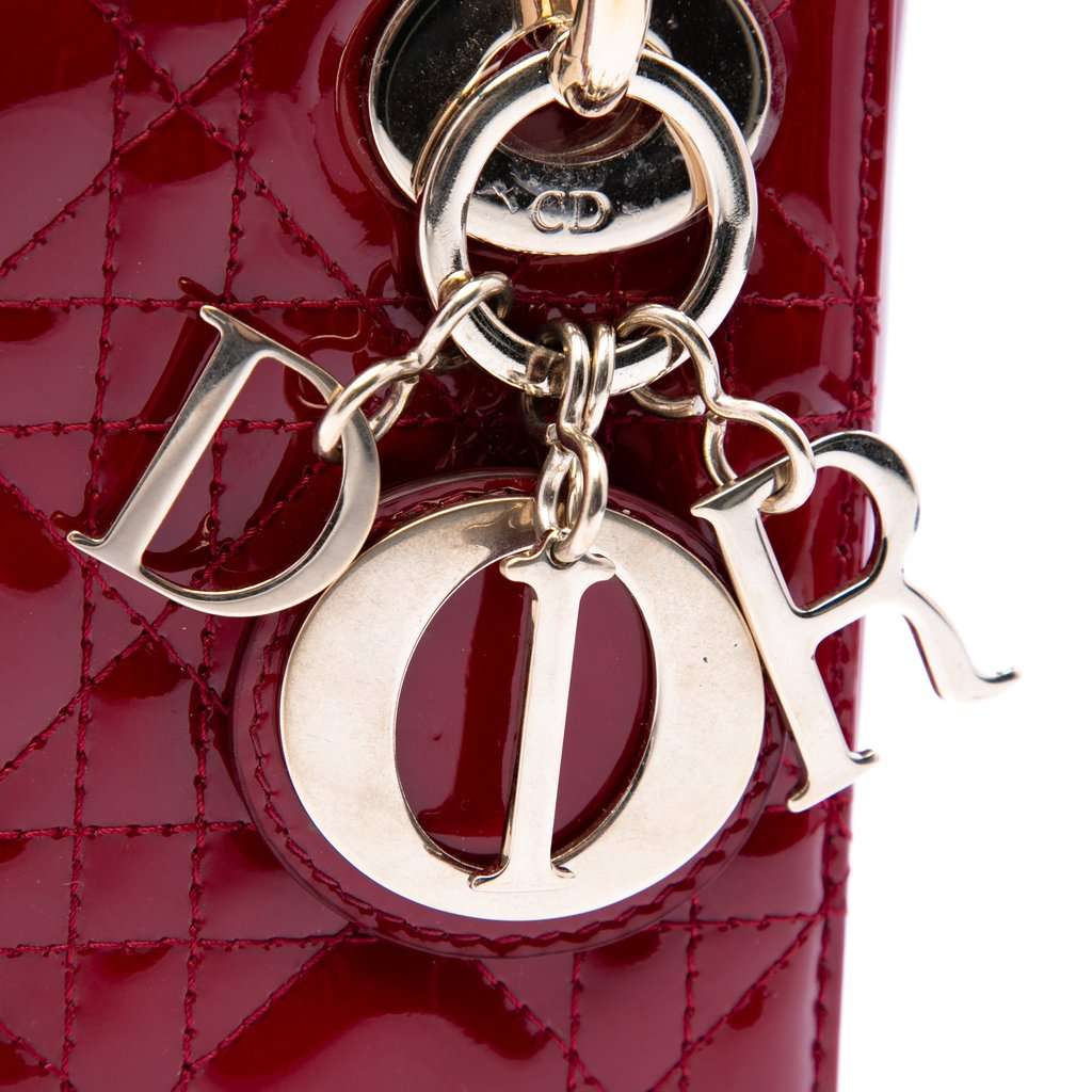Dior Mini Patent Cannage Lady Dior Red Leather Very good condition - Box View