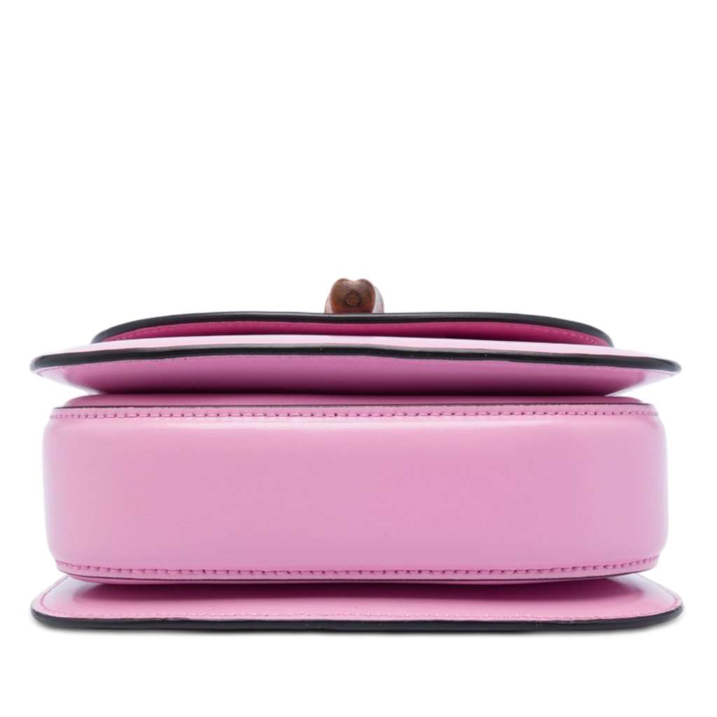 Gucci Mini Calfskin Web 1947 Bamboo Top Handle Bag Pink Leather Very good - Inside View