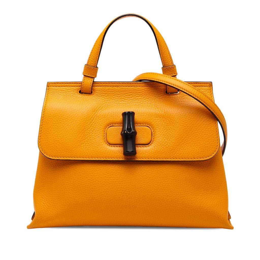 Gucci Small Leather Bamboo Daily Satchel Orange Leather Very good - Front View