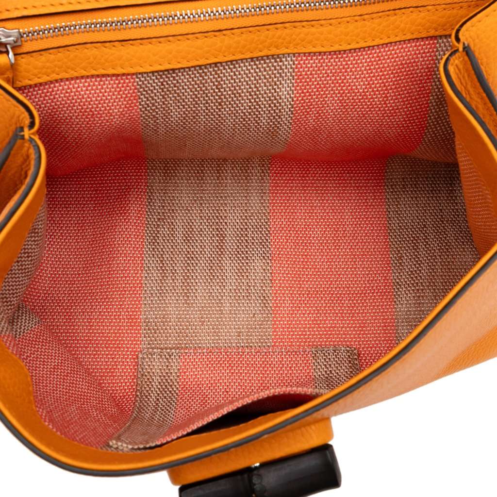 Gucci Small Leather Bamboo Daily Satchel Orange Leather Very good - Model View