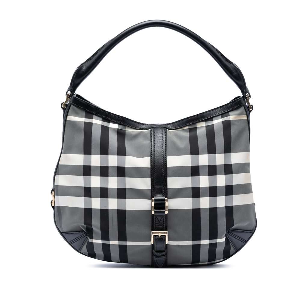 Burberry Check Nylon Grafton Hobo Black Very good condition - Front View