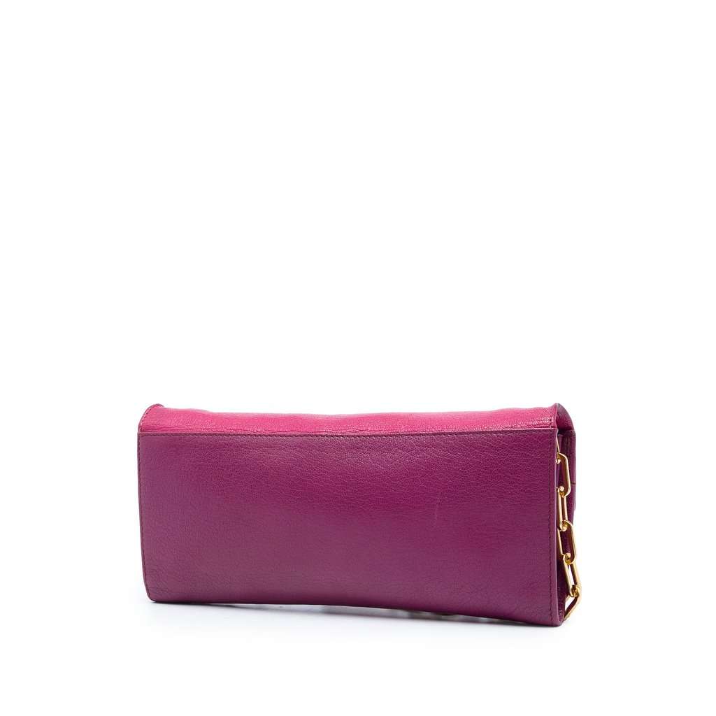 Miu Miu Bicolor Goatskin Madras Wallet on Chain Purple Leather Very good - Back View