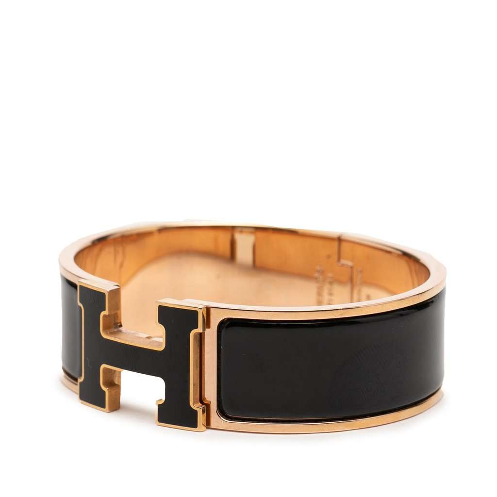 Hermès Wide Enamel Clic Clac H Bracelet GM Black Very good condition - Back View