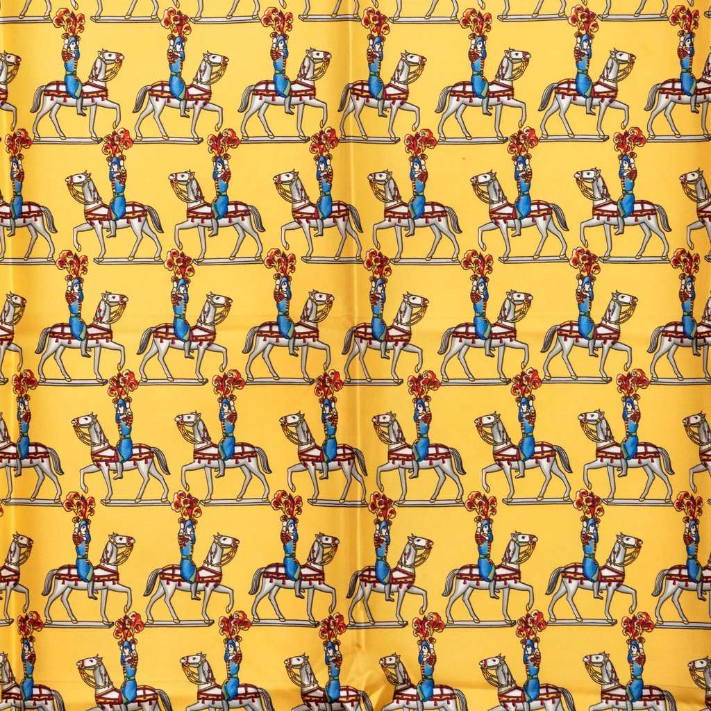 Hermès Les Artificiers Silk Scarf 90 Yellow Very good - Back View