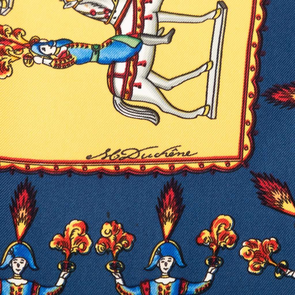 Hermès Les Artificiers Silk Scarf 90 Yellow Very good - Inside View