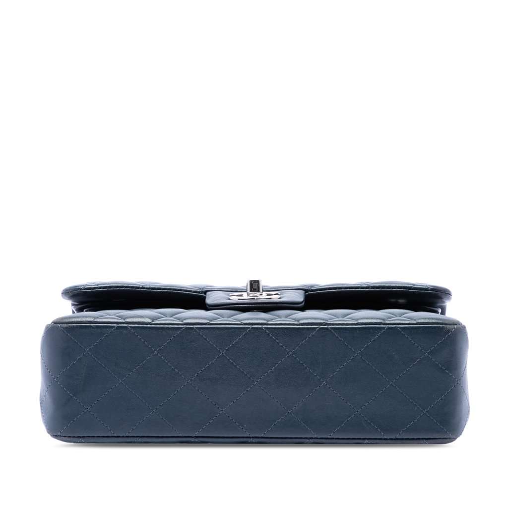 Chanel Small Classic Lambskin Double Flap Blue Leather Very good condition - Inside View