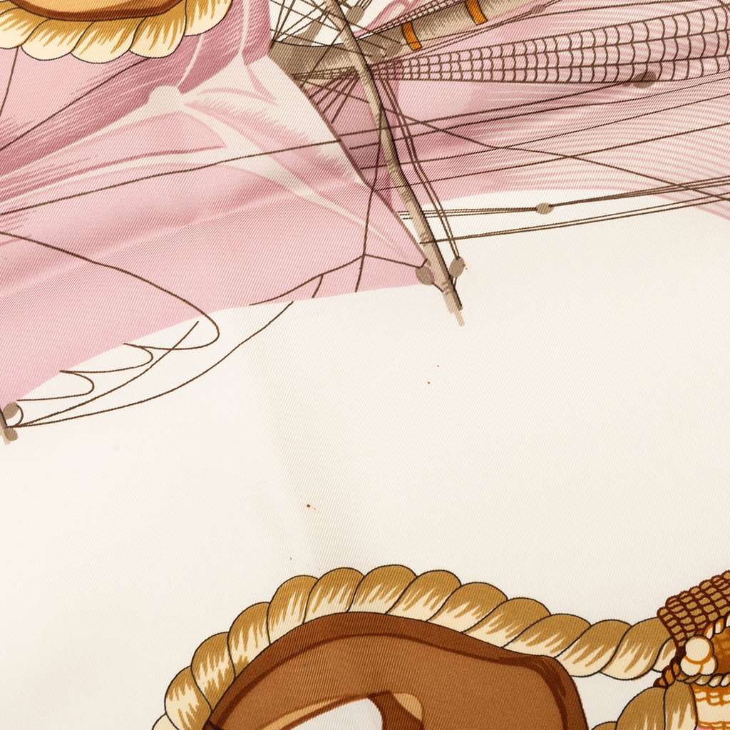 Hermès Tribord Silk Scarf 90 Pink Very good - Model View