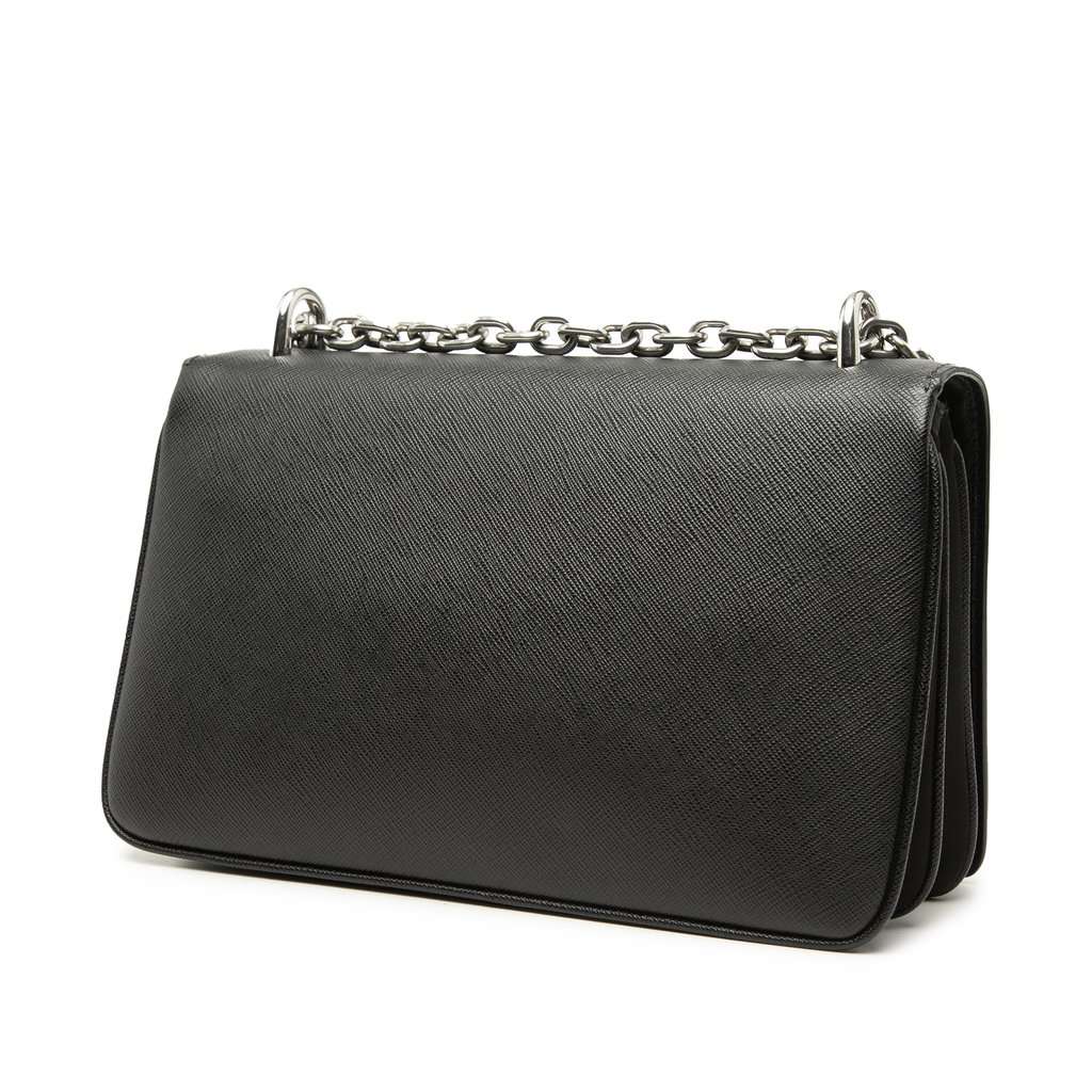 Prada Saffiano and Tessuto Chain Crossbody Black Very good - Back View