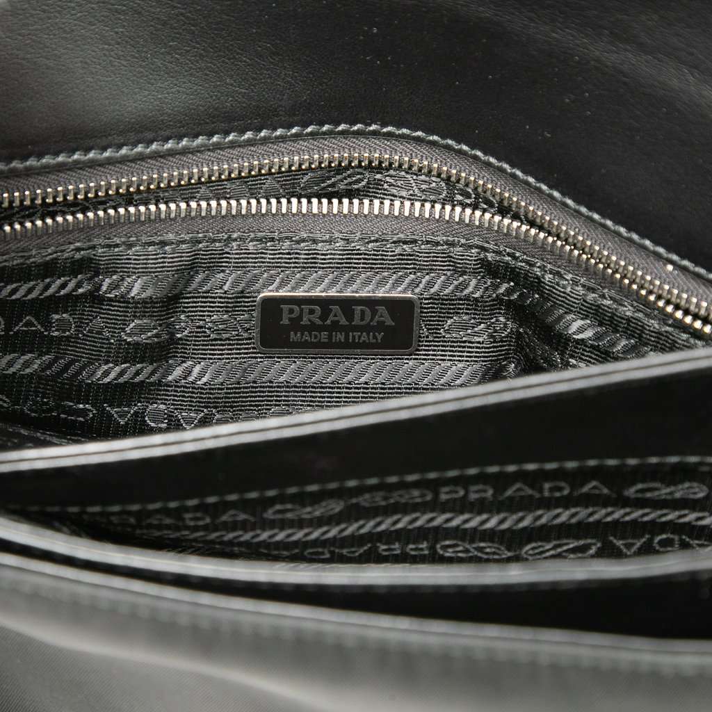 Prada Saffiano and Tessuto Chain Crossbody Black Very good - Box View