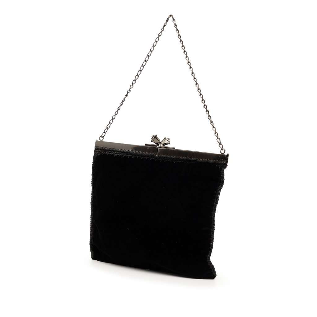 Prada Velluto Ricamo Tulip Kisslock Frame Bag Black Very good condition - Back View