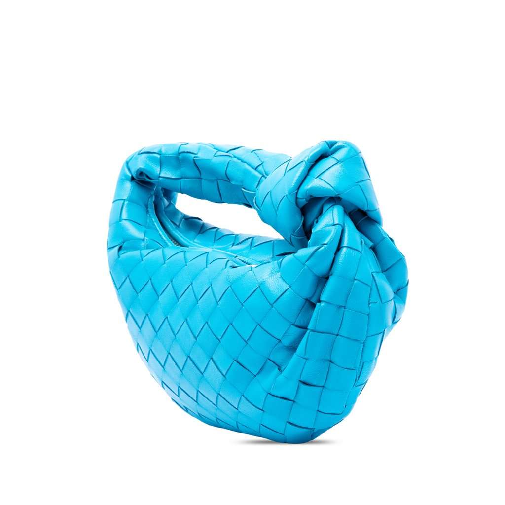 Bottega Veneta Mini Nappa Intrecciato Jodie Blue Leather Very good - Back View