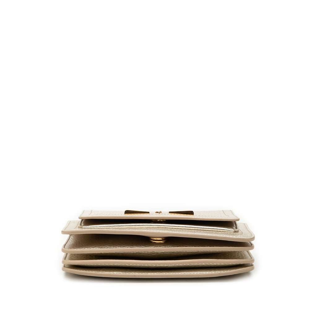 Ferragamo Small Metallic Leather Ginevra Shoulder Bag Gold Leather Very good - Inside View