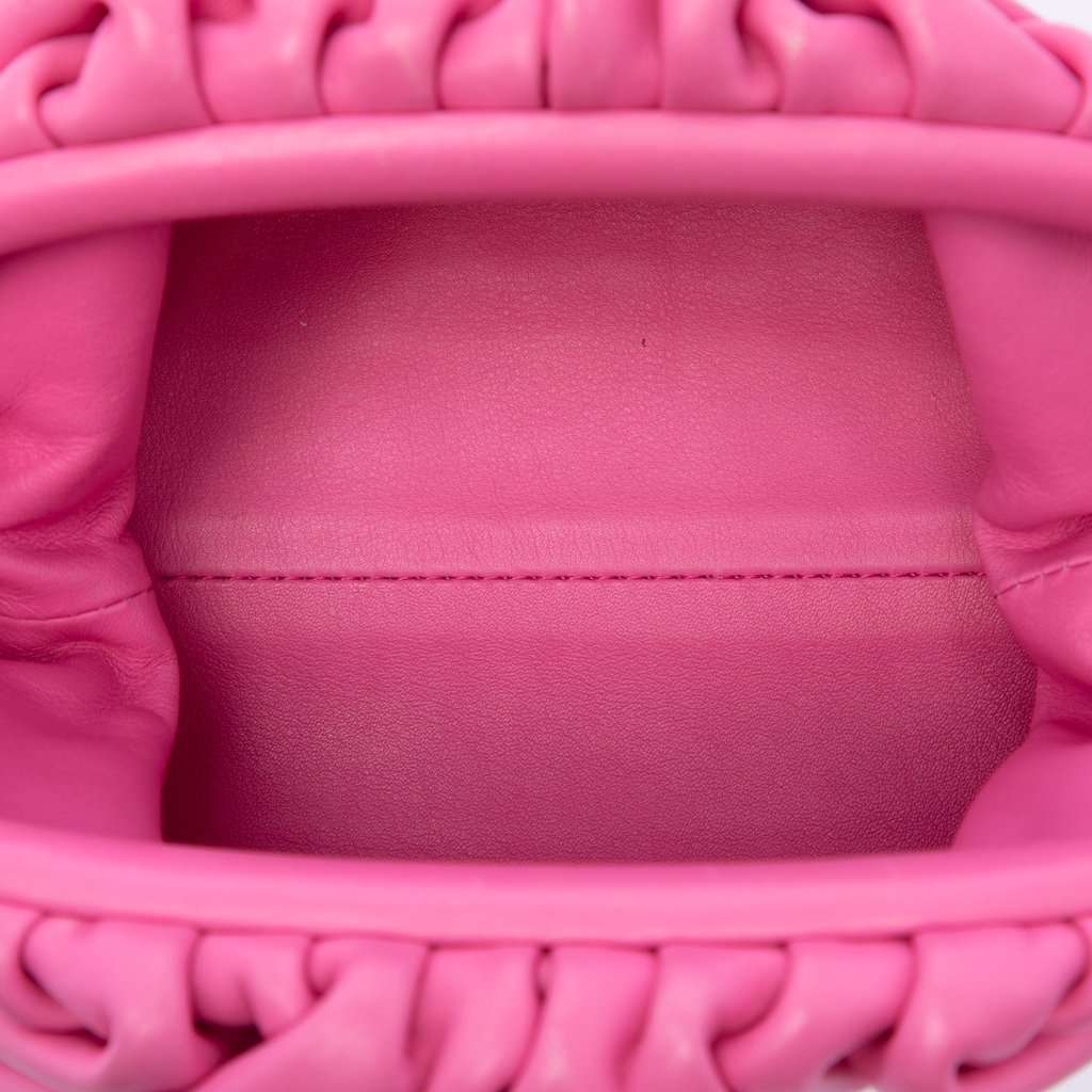 Bottega Veneta Lambskin The Mini Pouch Crossbody Pink Leather Very good - Model View