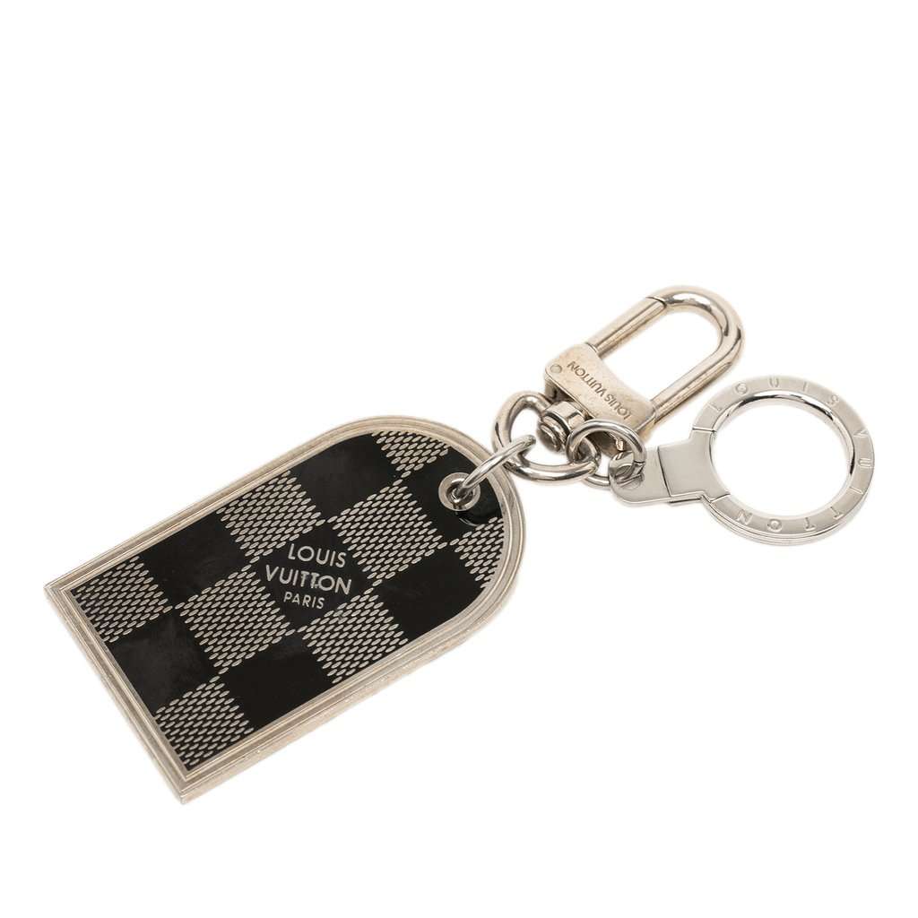 Louis Vuitton Brass Damier Porte Cles Address Bag Charm and Key Holder Silver Metal Very good condition - Front View