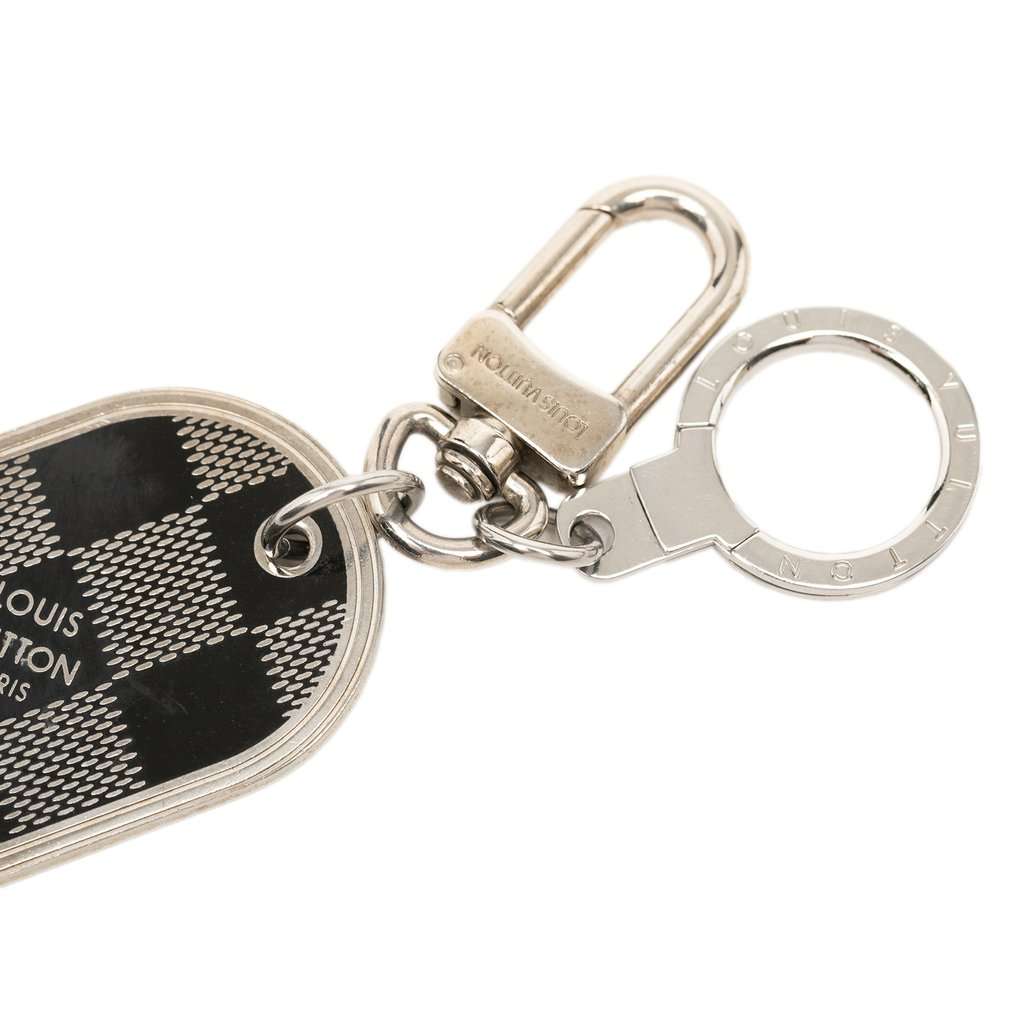 Louis Vuitton Brass Damier Porte Cles Address Bag Charm and Key Holder Silver Metal Very good condition - Inside View