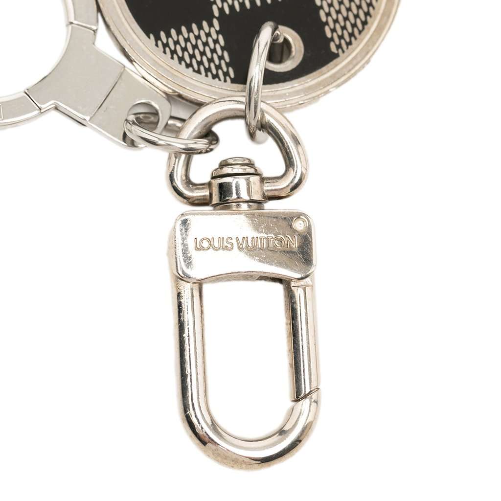 Louis Vuitton Brass Damier Porte Cles Address Bag Charm and Key Holder Silver Metal Very good condition - Box View