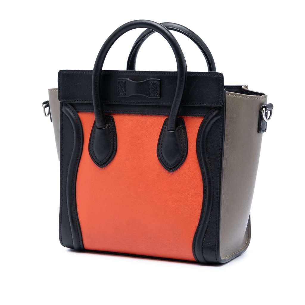 Celine Nano Tricolor Leather Luggage Tote Orange Leather Very good - Back View