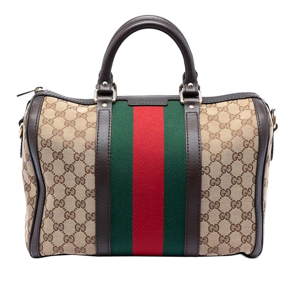Gucci Medium GG Canvas Web Joy Boston Bag Beige Very good condition - Front View