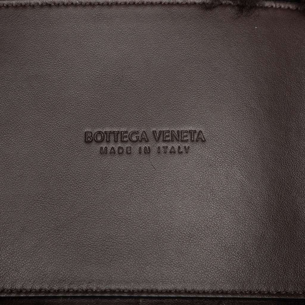 Bottega Veneta Small Shearling Intrecciato Arco Tote Brown Very good condition - Box View