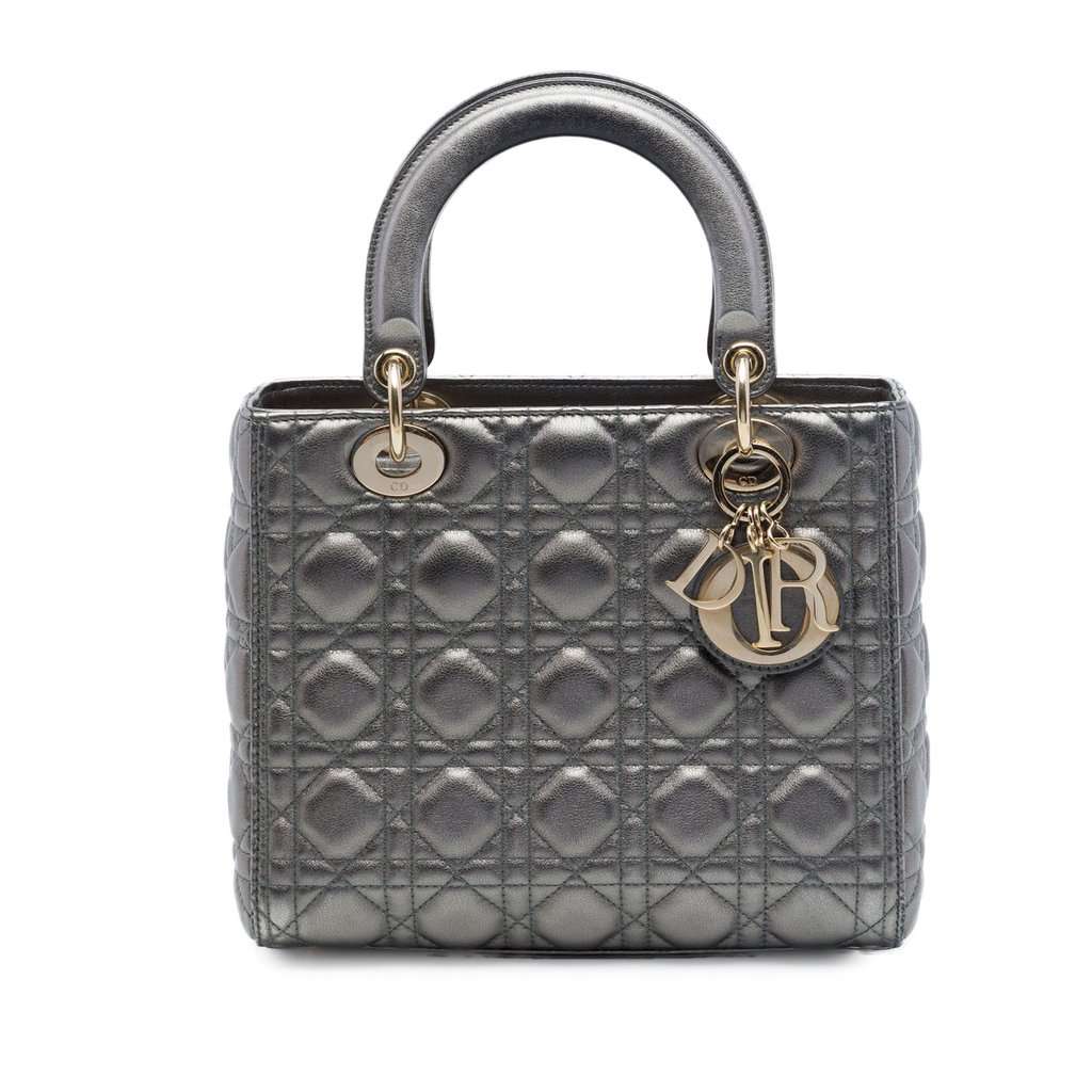 Dior Medium Metallic Lambskin Cannage Lady Dior MultiColor Leather Very good - Front View