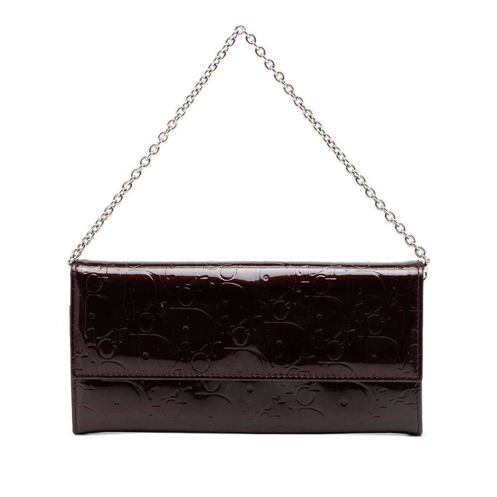 Dior Oblique Patent Wallet on Chain Purple Leather Very good condition - Front View