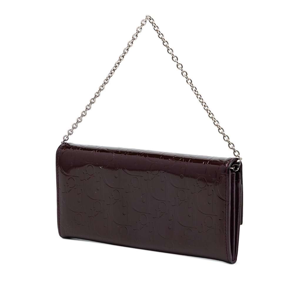 Dior Oblique Patent Wallet on Chain Purple Leather Very good condition - Back View