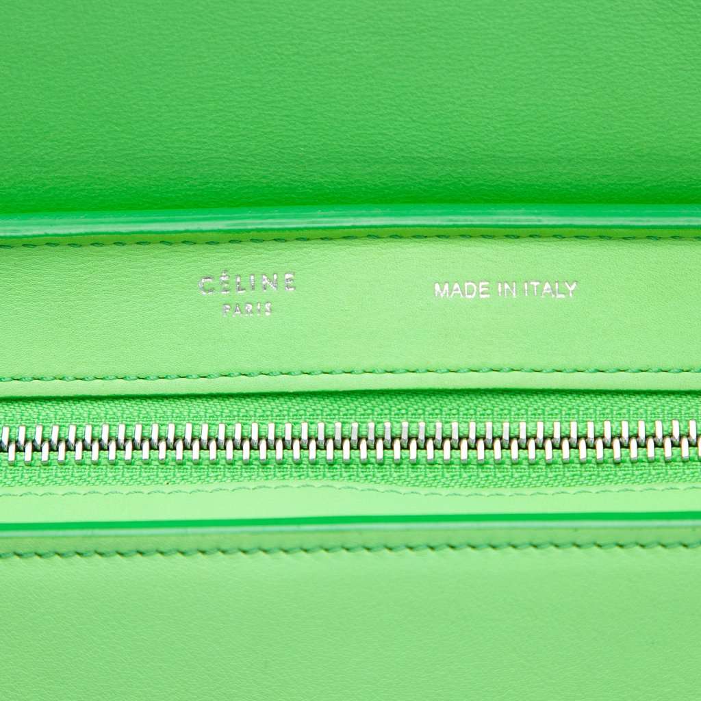 Celine Small Tricolor Leather Trapeze Satchel Green Leather Very good - Box View
