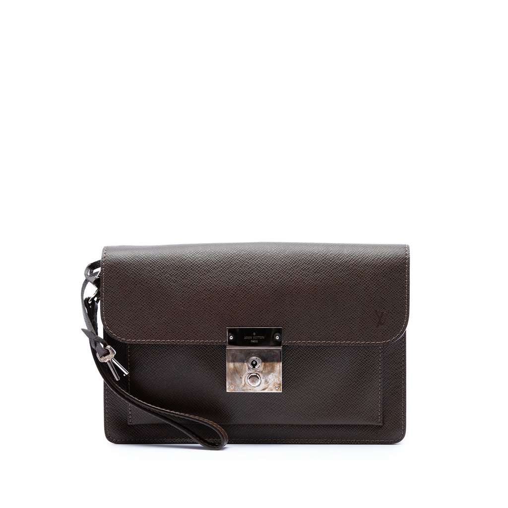 Louis Vuitton Taiga Belaia Clutch Brown Leather Very good condition - Front View