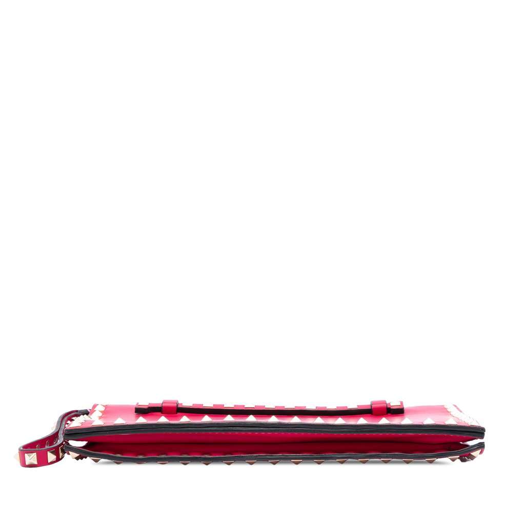 Valentino Leather Rockstud Flap Clutch Pink Leather Very good - Inside View
