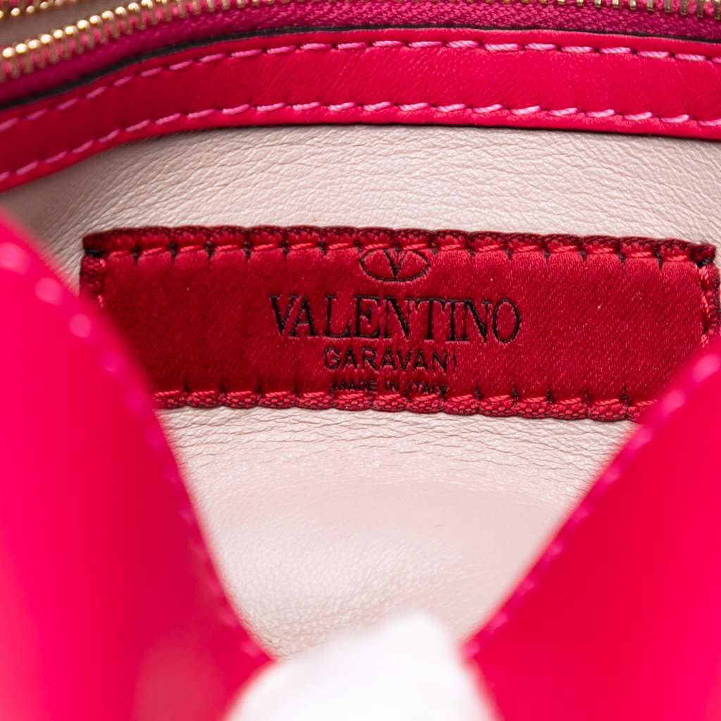 Valentino Leather Rockstud Flap Clutch Pink Leather Very good - Box View