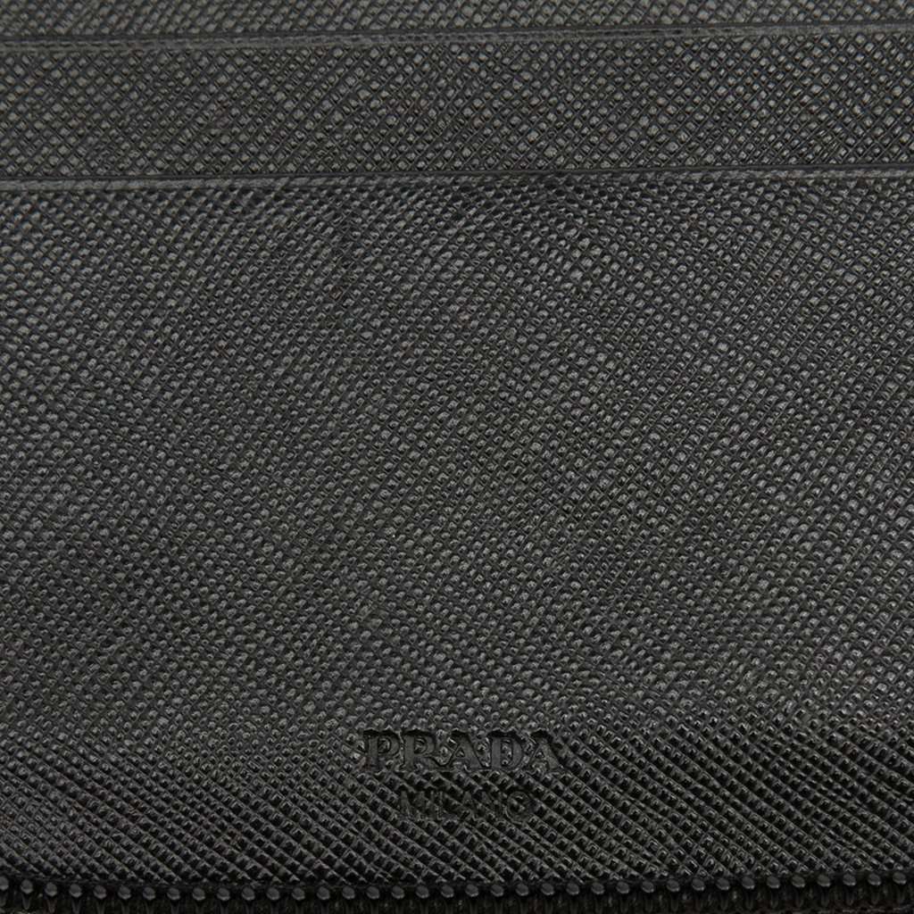 Prada Saffiano Zip Around Wallet Black Leather Very good condition - Box View