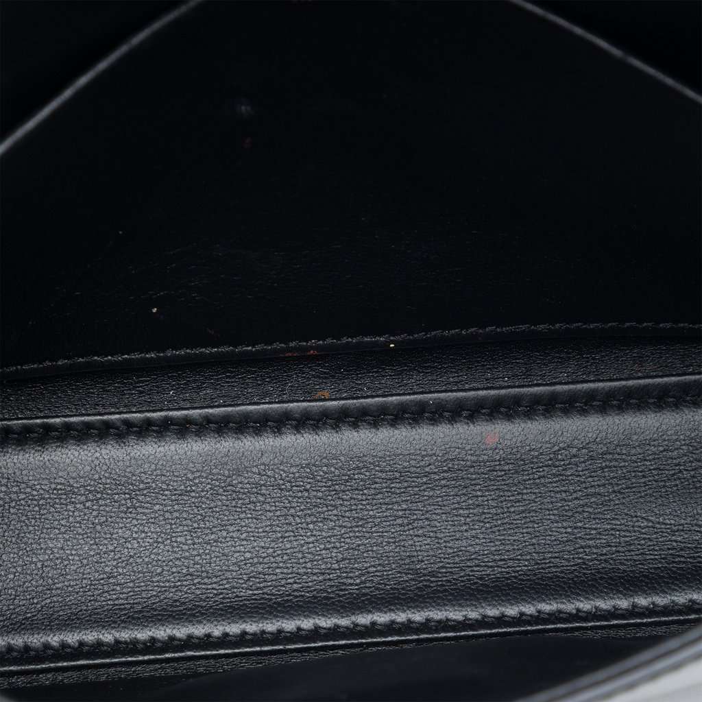 Celine Shiny Calfskin Triomphe Claude Shoulder Bag Black Leather Very good - Model View