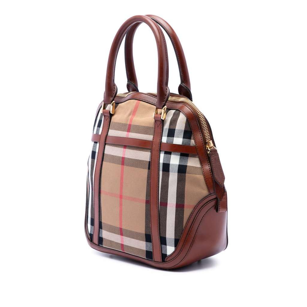 Burberry Medium House Check Canvas Bridle Orchard Handbag Brown Very good condition - Back View