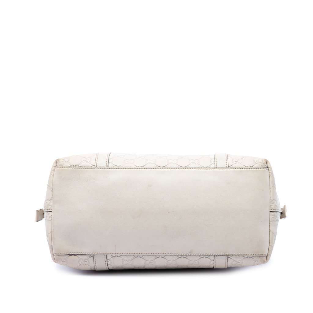 Gucci Medium Guccissima GG Charm Dome Satchel White Leather Very good condition - Inside View
