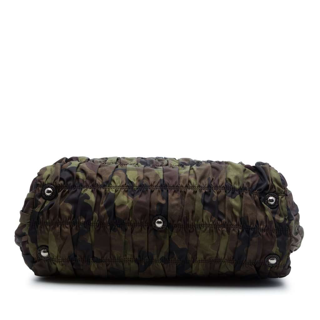 Prada Tessuto Gaufre Camouflage Frame Satchel Brown Very good condition - Inside View