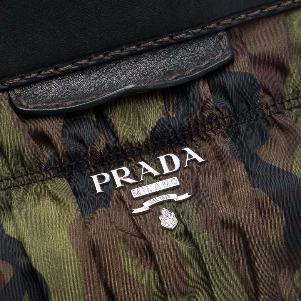 Prada Tessuto Gaufre Camouflage Frame Satchel Brown Very good condition - Box View