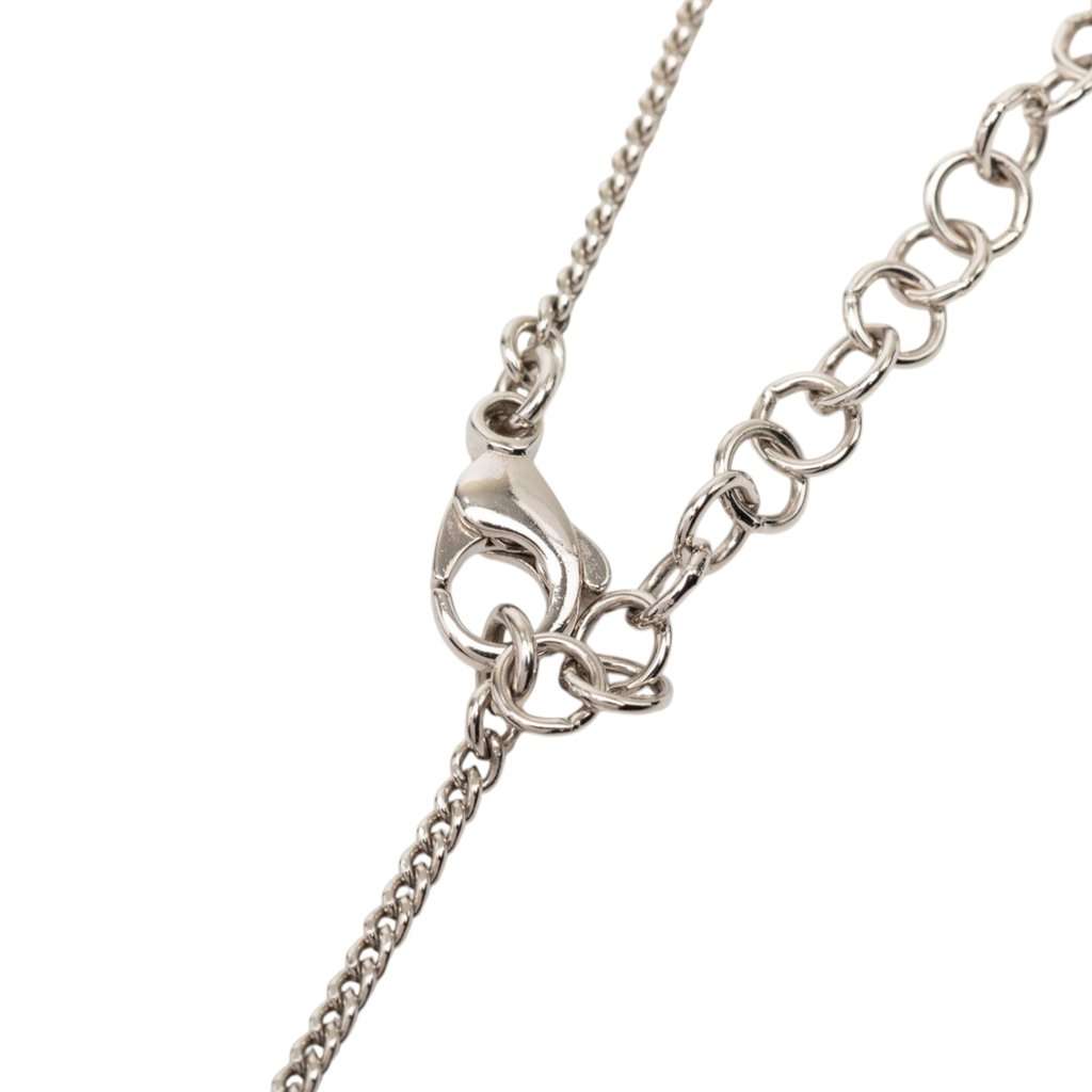 Chanel CC Brass Strass Pendant Necklace Silver Metal Very good condition - Inside View